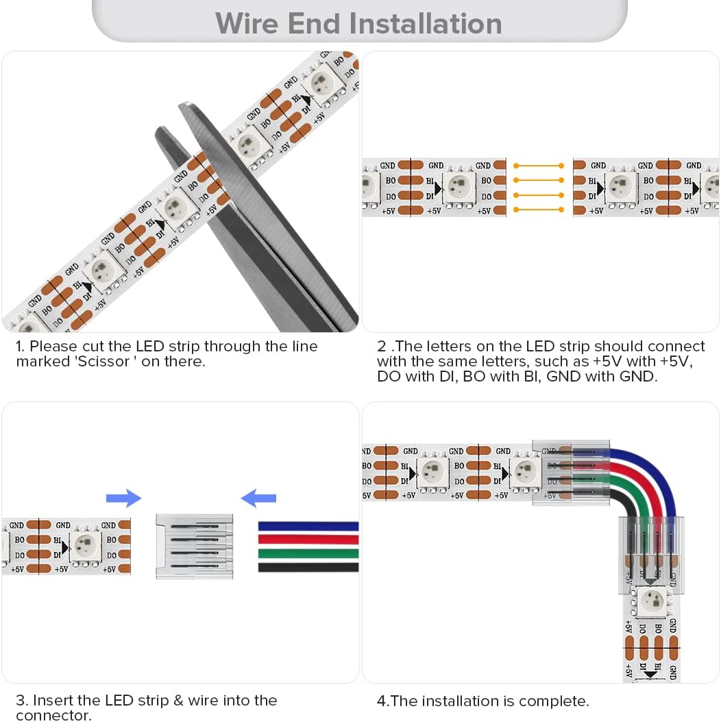 12V and 24V G-Multi Color RGB Strip to Wire Connector – G Light LEDs