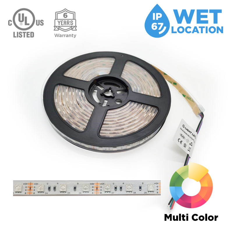 Waterproof 12V RGB LED Strip Light UL Listed Multicolor
