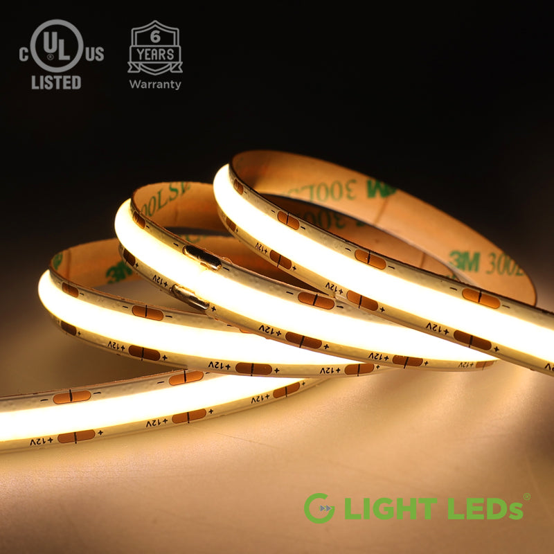 12V & 24V G Light COB LED Strip Light IP30 & IP67 Waterproof UL-Listed ...