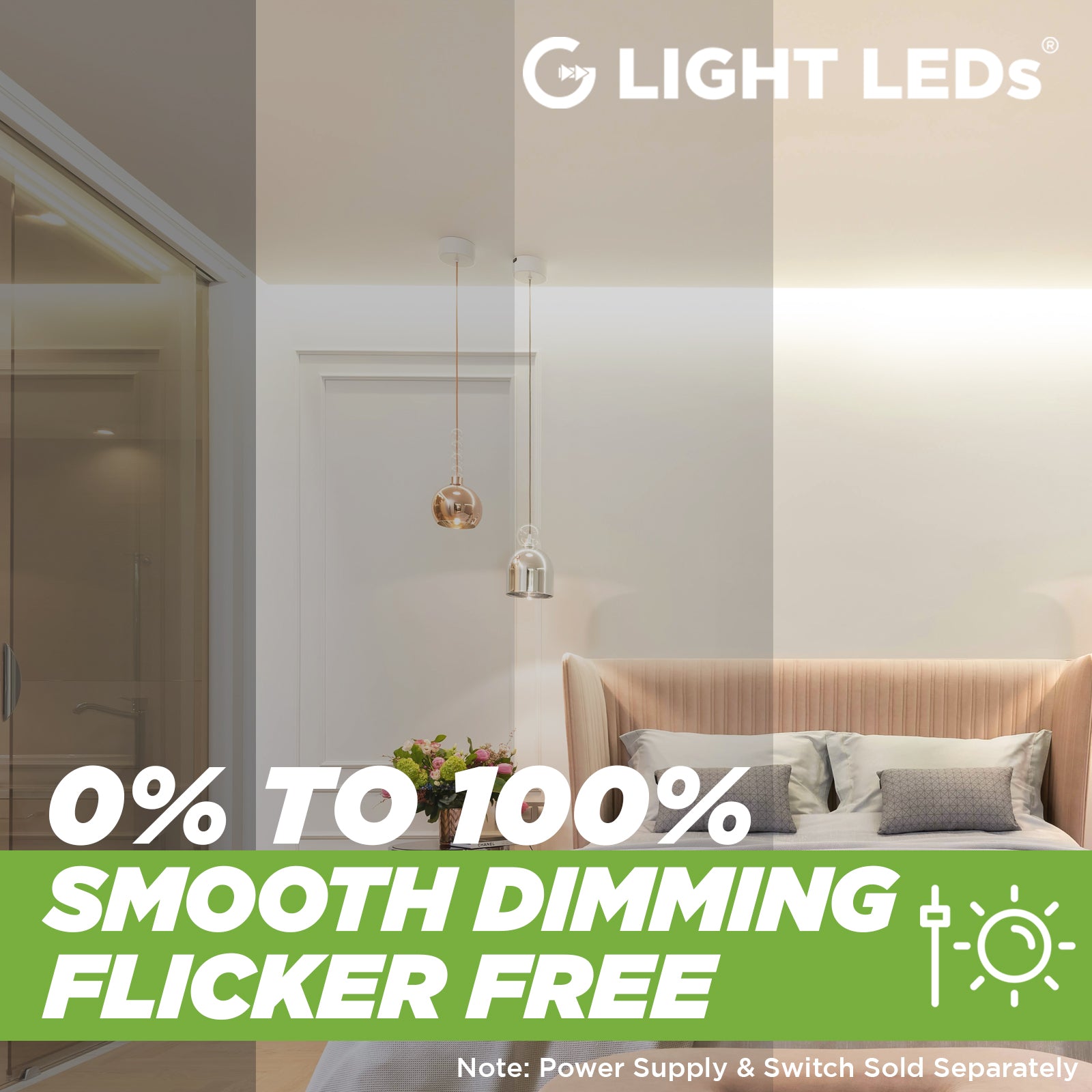 0% to 100% Smooth Dimming, COB LED Tape Light