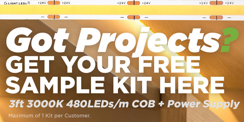 Free COB LED strip light sample kit, 3000K, Warm White